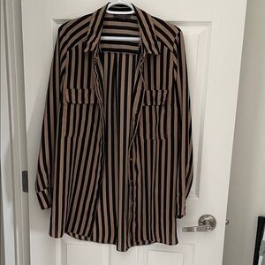 Primark Black and Brown Striped Blouse